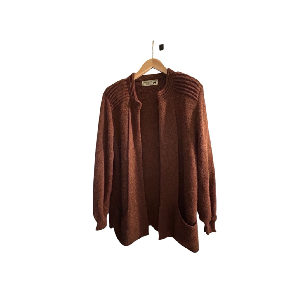 Women's Peruvian Link Brown Alpaca Cardigan Size M/large
